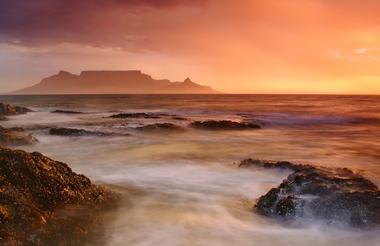 View of Table Mountain at sunset